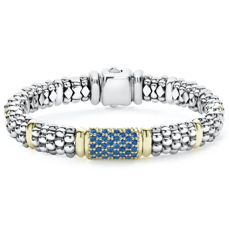 diamond chain bracelet -Blue Sapphire Caviar Bracelet | 9mm (Size M)