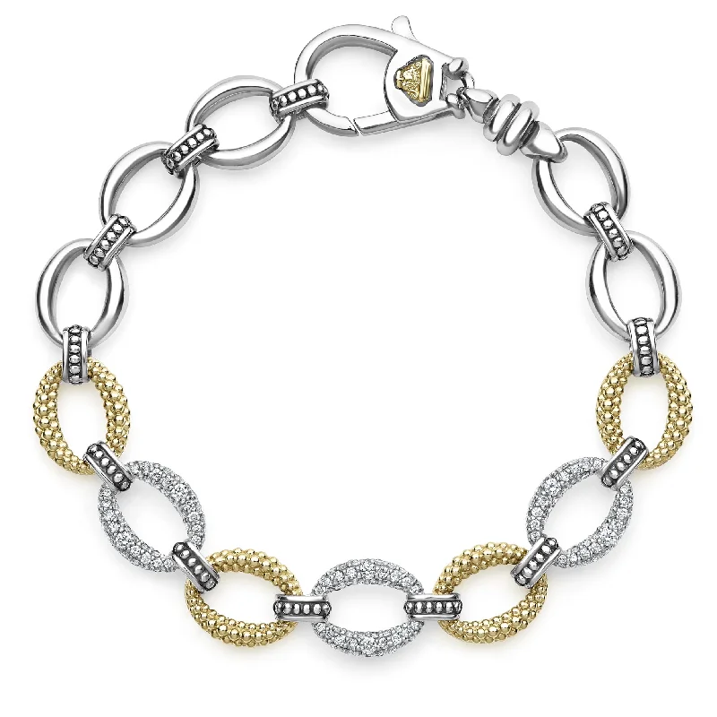 nature-inspired bracelet -Three Station Diamond Link Bracelet