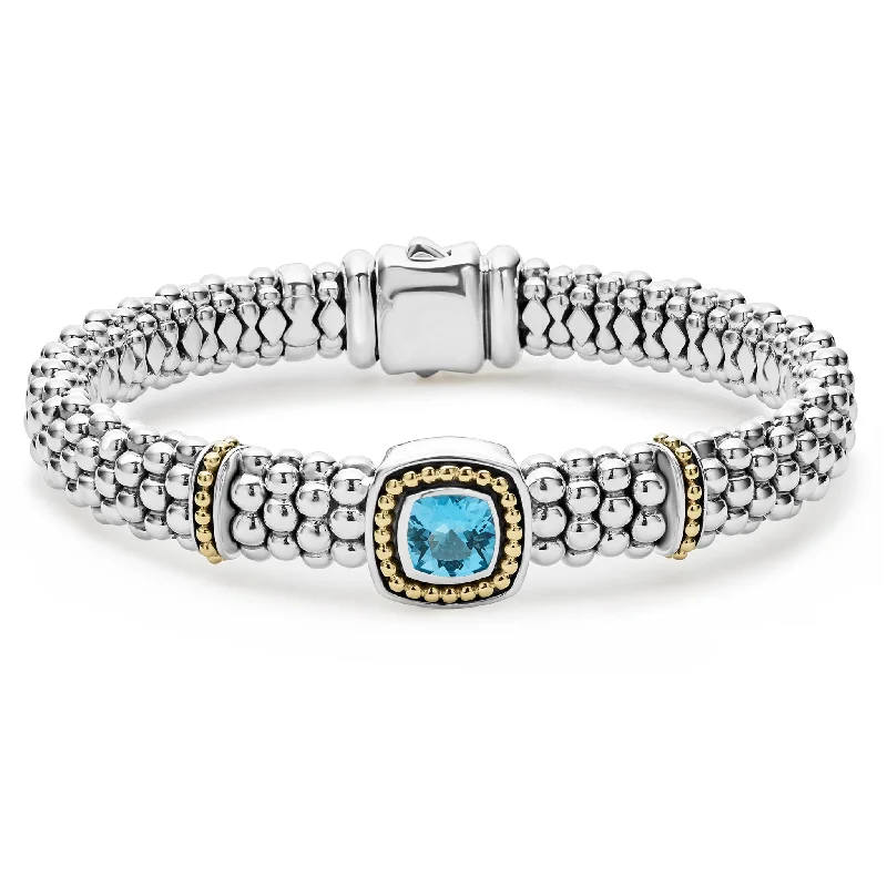 silver beaded bracelet -Swiss Blue Topaz Caviar Bracelet | 9mm (Size S+)