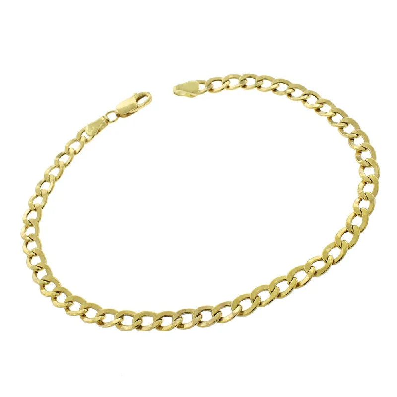 chunky gold bracelet -10k Yellow Gold 4.5mm Hollow Cuban Curb Link Bracelet Chain 8", 8.5"