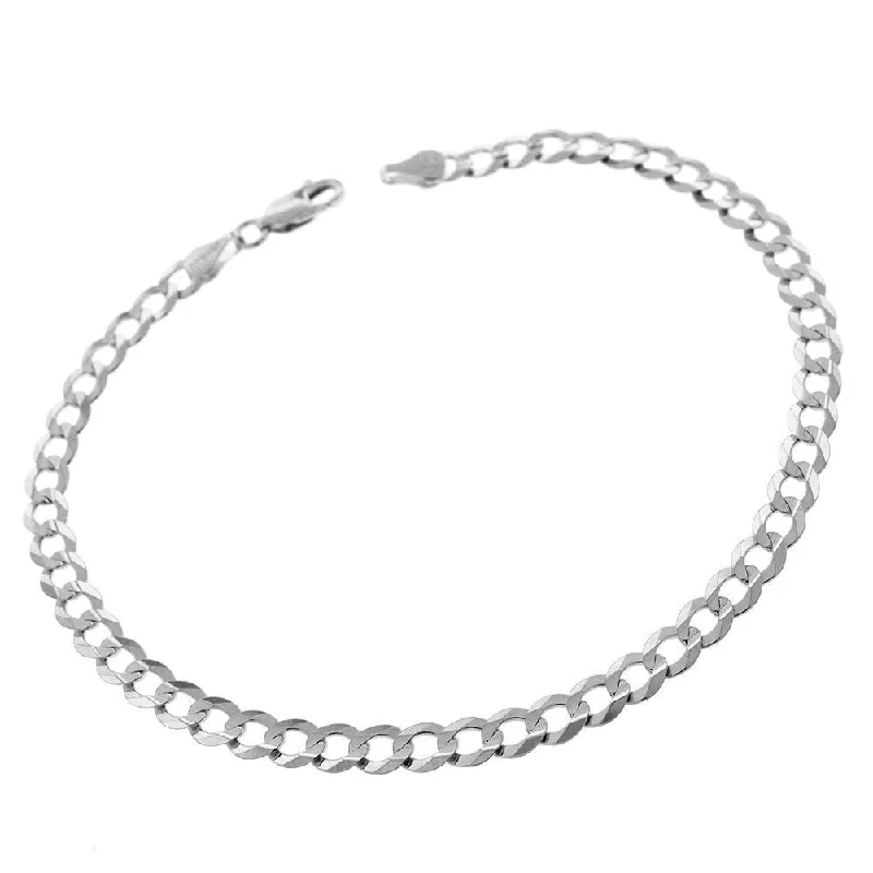 leather wrap bracelet -14k White Gold 4.5mm Solid Cuban Curb Link Bracelet Chain 8"