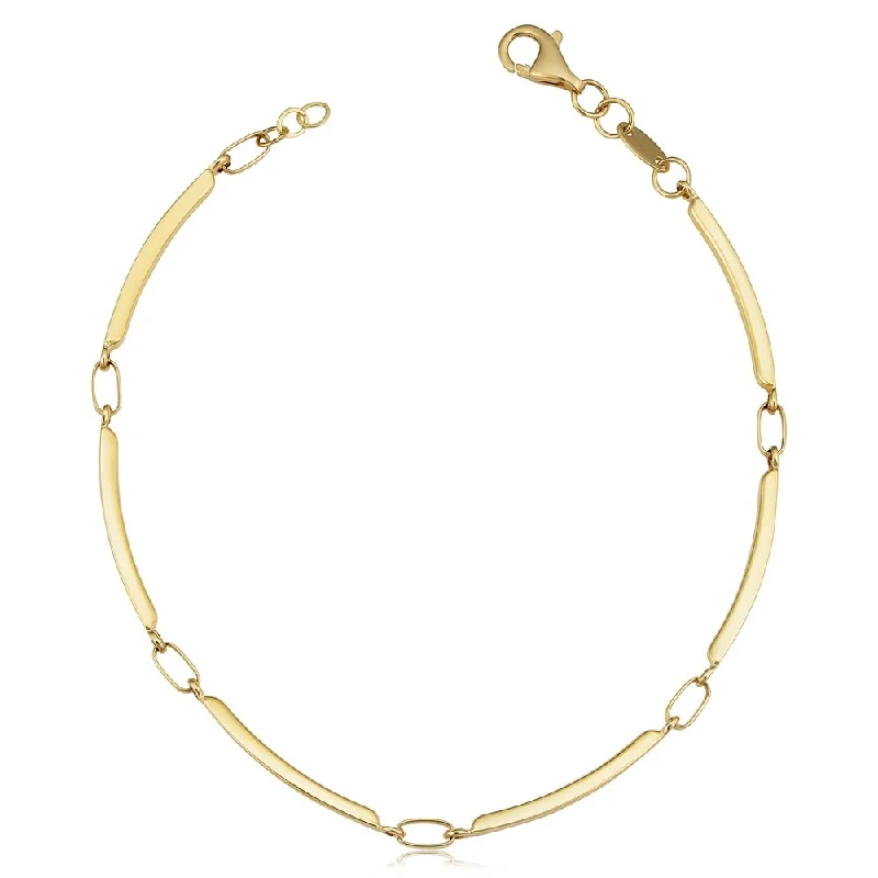 rose gold link bracelet -14k Yellow Gold 1.8 millimeter Curved Bar Link Bracelet for Women (7.25 inches)