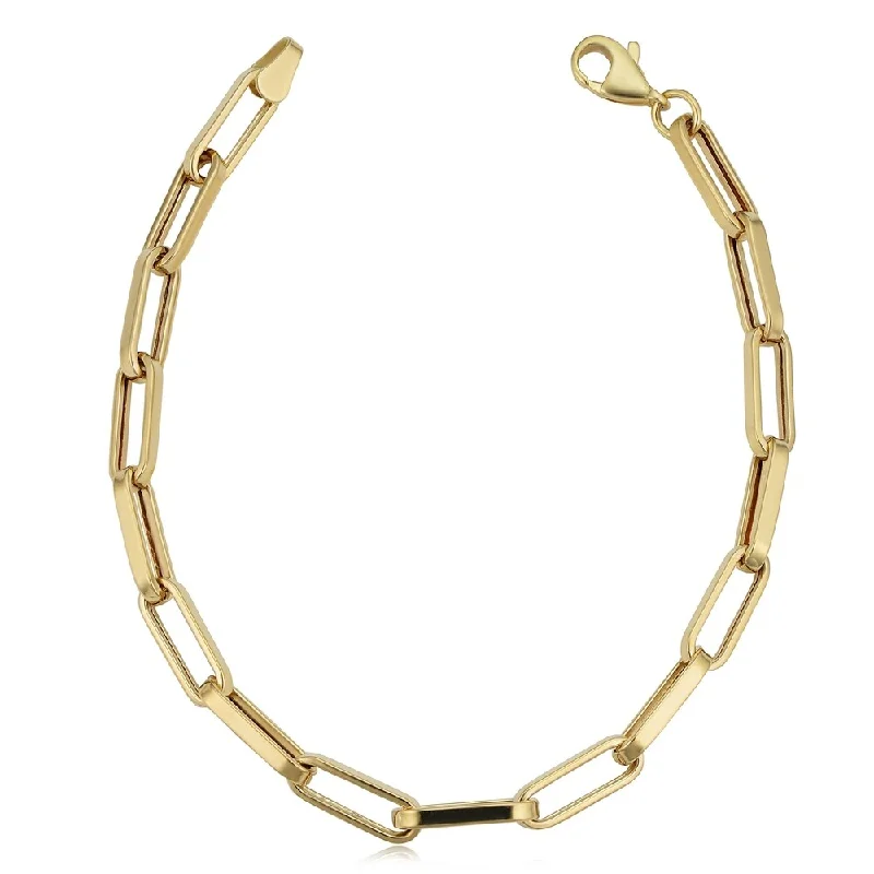 black onyx bracelet -14k Yellow Gold 4.4 millimeter Polished Paperclip Chain Bracelet (7.5 inches)