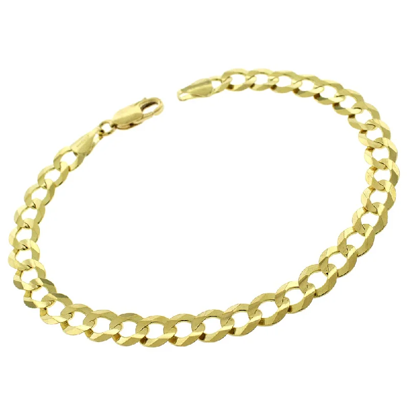 custom initial bracelet -14K Yellow Gold 7MM Solid Cuban Curb Link Bracelet Chain 8.5", Gold Bracelet for Men & Women, 100% Real 14K Gold