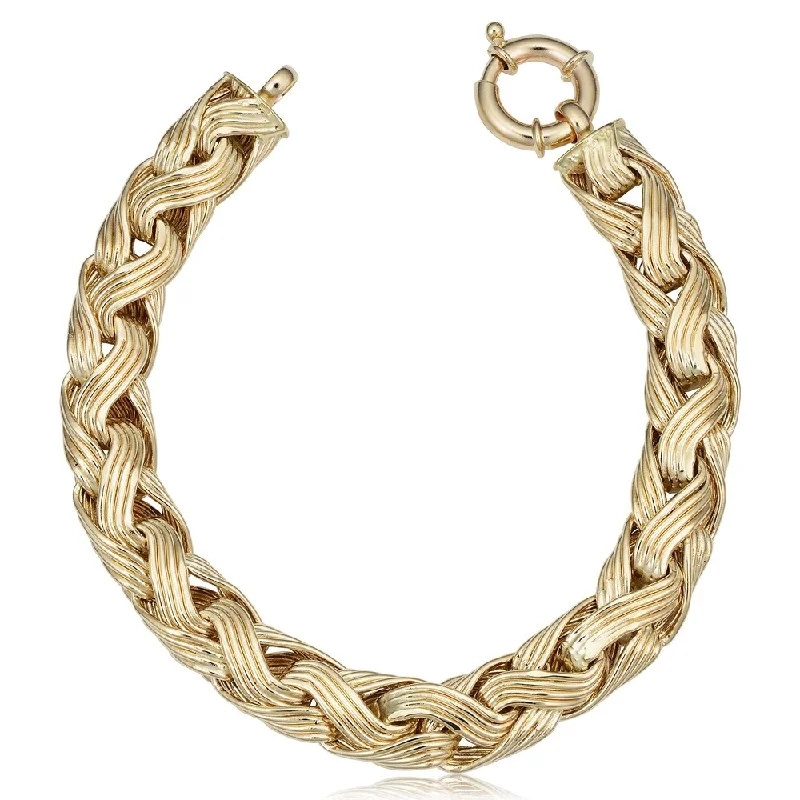 clasp bracelet with charms -14k Yellow Gold 9.8 millimeters Braided Bracelet (7.5 inches)