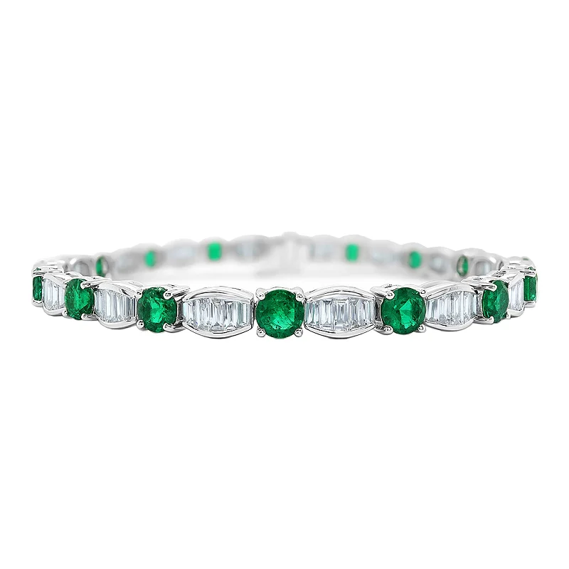 boho style bracelet with tassels -Emerald & Diamond Station Bracelet