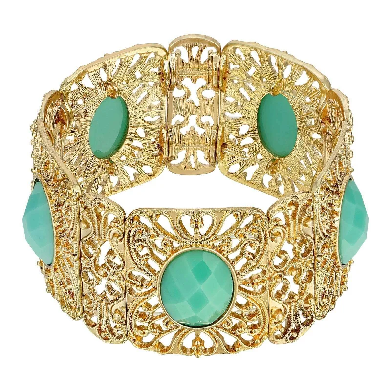 Gold Tone and Light Blue