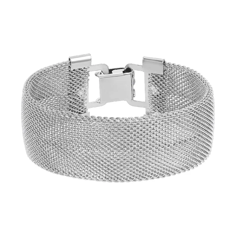 infinity loop bracelet -1928 Jewelry Silver d'Arc Woven Mesh Clasp Bracelet, 7.5"L