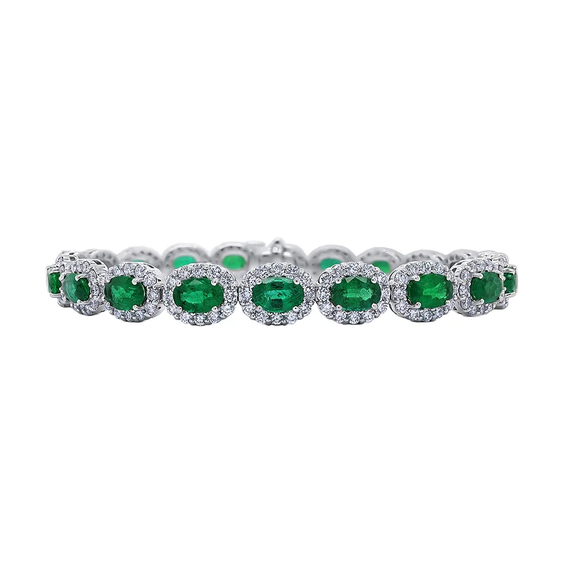 zodiac sign bracelet -Emerald & Diamond Halo Bracelet