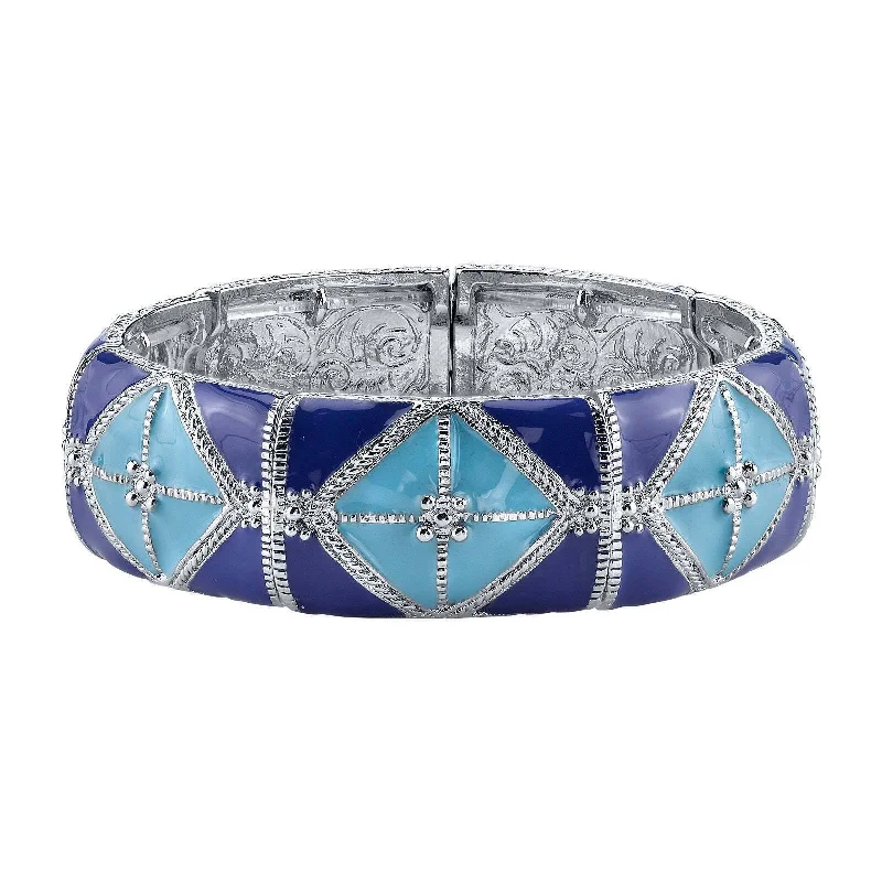 moon and star bracelet -2028 Jewelry Southwestern Wide Enamel Stretch Bracelet