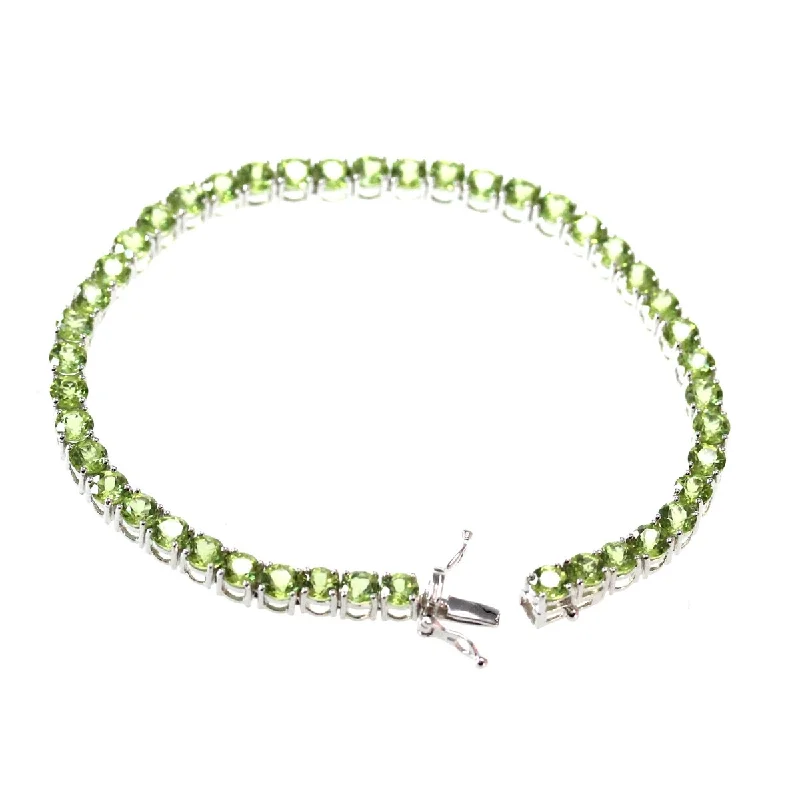 adjustable silver bracelet -925 Sterling Silver Peridot Tennis Bracelet