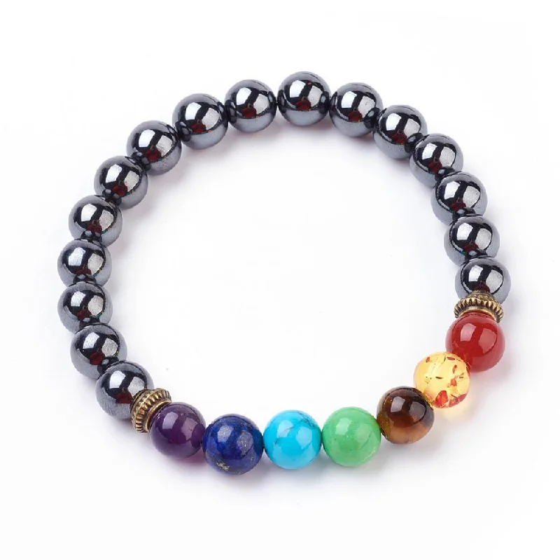 adjustable rope bracelet -Adult's Chakra Gemstone Stretch Bracelet