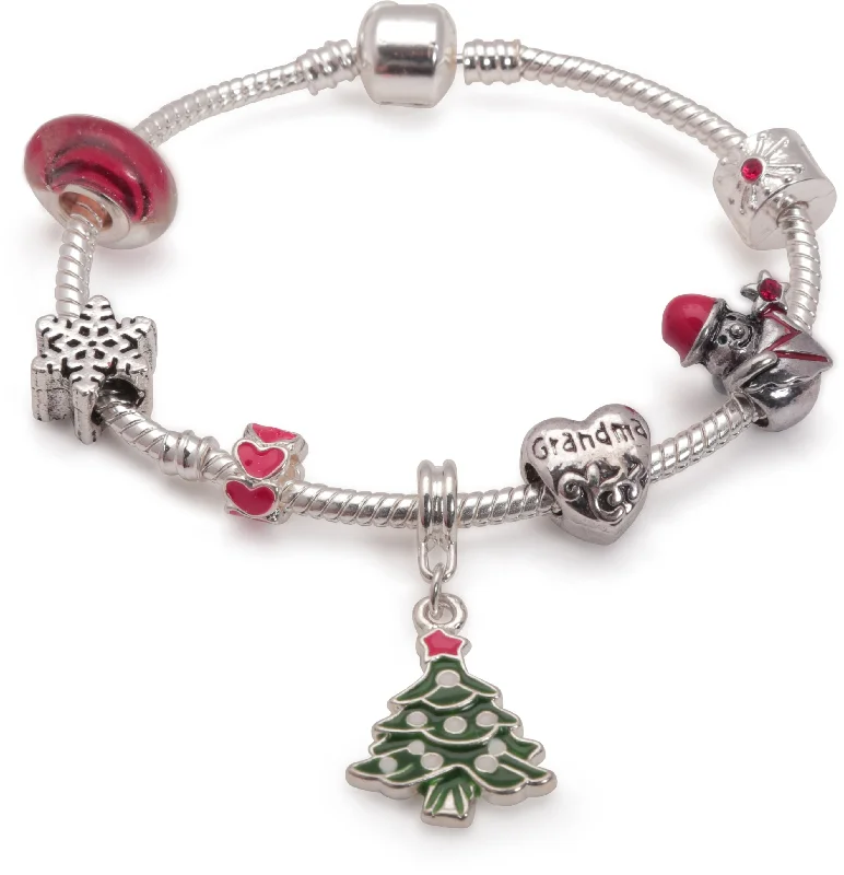 delicate gold chain bracelet -Adult's 'Grandma Christmas Dream' Silver Plated Charm Bracelet