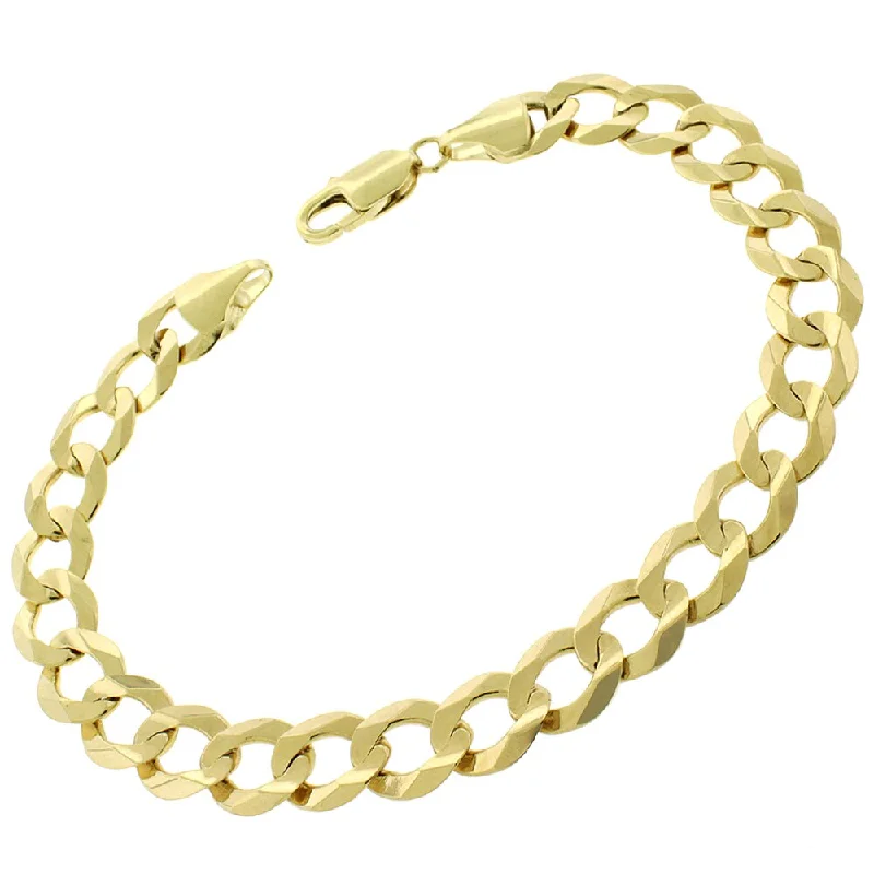 clasp bracelet with charms -Authentic 14k Yellow Gold 10mm Solid Cuban Curb Link Bracelet Chain 8.5", 8.75", Men & Women, In Style Designz