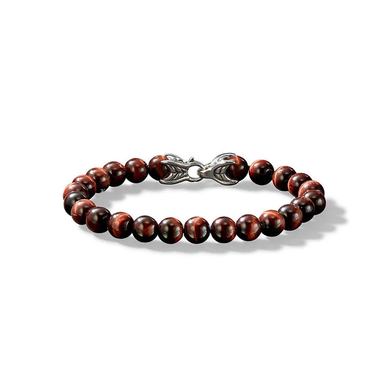 beaded friendship bracelet -Spiritual Bead Bracelet in Red Tiger's Eye