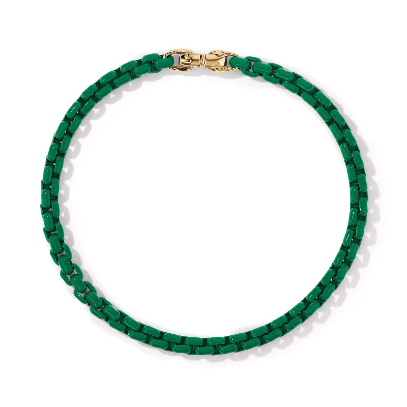 moonstone bracelet for women -DY Bel Aire Chain Bracelet in Emerald Green with 14K Yellow Gold Accent