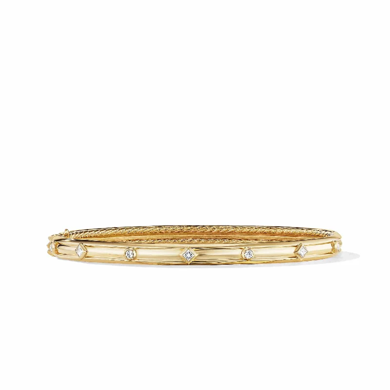 gold bangle bracelet for women -Modern Renaissance Bracelet in 18K Yellow Gold with Diamonds