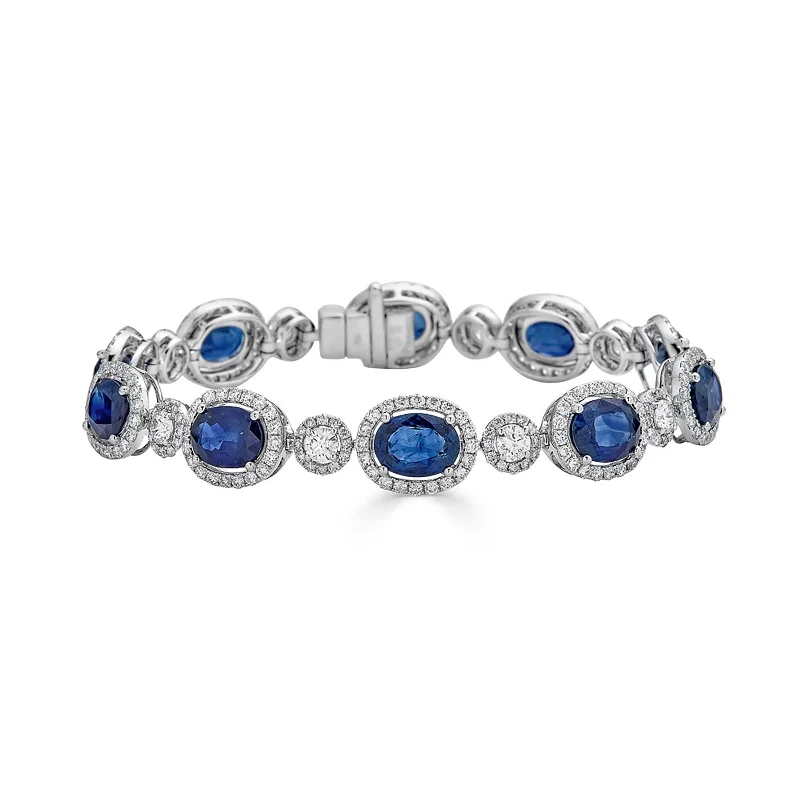 custom charm bracelet -Blue Sapphire and Diamond Bracelet