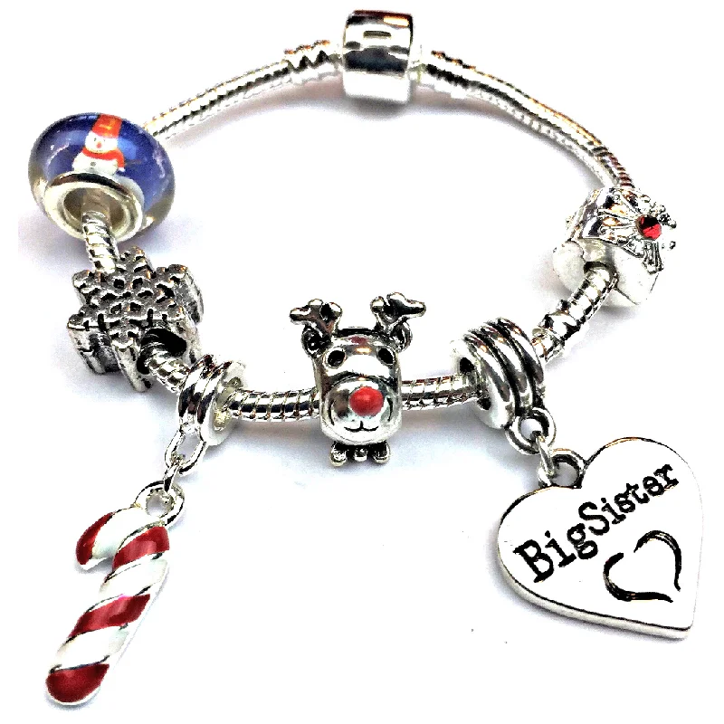 lucky charm bracelet -Children's Big Sister 'Christmas Wishes' Silver Plated Charm Bracelet