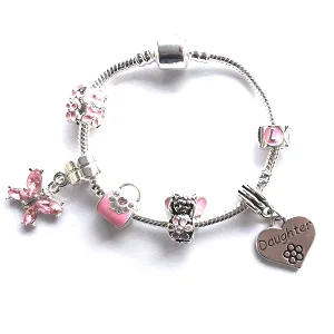 matching couple’s bracelets -Children's Daughter 'Pink Fairy Dream' Silver Plated Charm Bead Bracelet