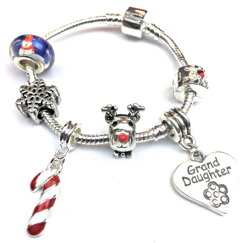 elegant tennis bracelet -Children's Granddaughter 'Christmas Wishes' Silver Plated Charm Bracelet