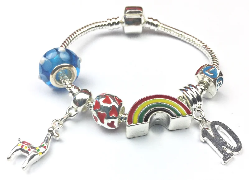 simple knot bracelet -Children's 'Lovely Llama 10th Birthday' Silver Plated Charm Bead Bracelet