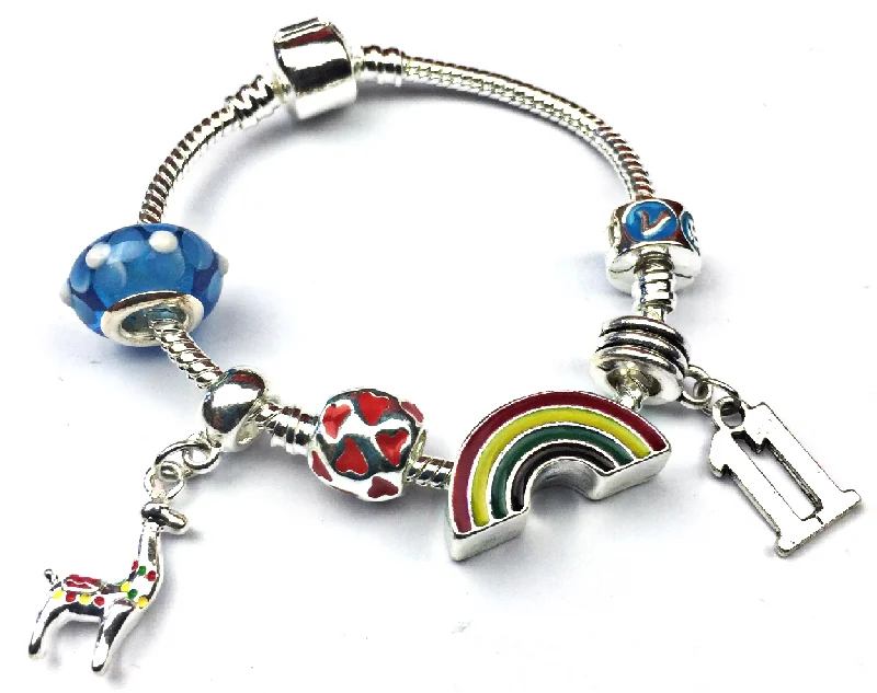 nature-inspired bracelet -Children's 'Lovely Llama 11th Birthday' Silver Plated Charm Bead Bracelet