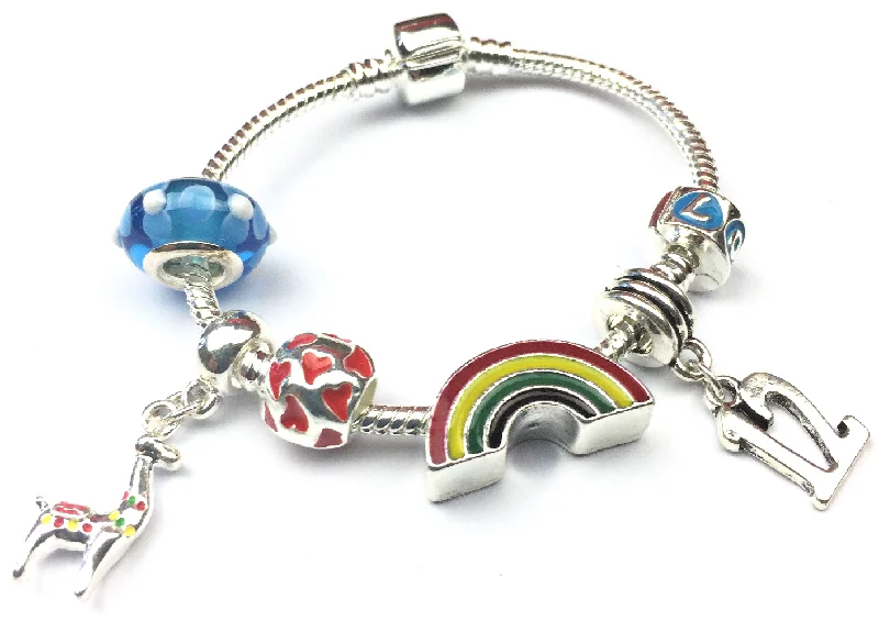 vintage gold bracelet -Children's 'Lovely Llama 12th Birthday' Silver Plated Charm Bead Bracelet