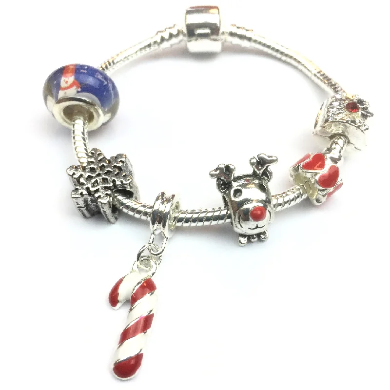 gemstone cuff bracelet -Children's 'Christmas Wishes' Silver Plated Charm Bracelet