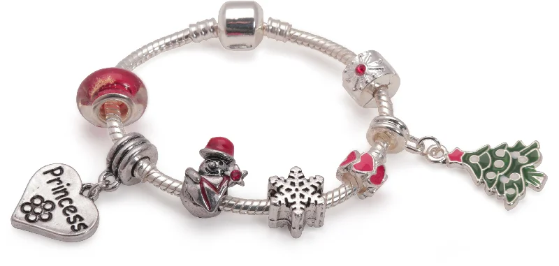 vintage gold bracelet -Children's 'Princess Christmas Dream' Silver Plated Charm Bracelet