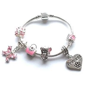 pearl and gold bracelet -Children's Princess 'Pink Fairy Dream' Silver Plated Charm Bead Bracelet