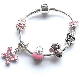 infinity loop bracelet -Children's Sis 'Pink Fairy Dream' Silver Plated Charm Bead Bracelet