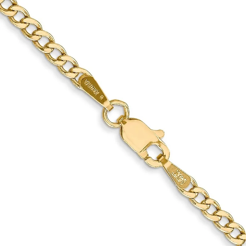 double strand bracelet -Curata 10k Yellow Gold 10-inch 2.2mm Curb Chain Anklet Ankle Bracelet for Women