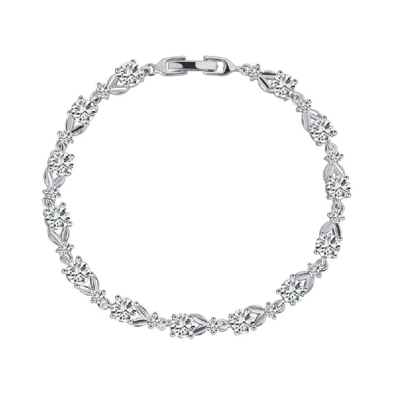 adjustable rope bracelet -Dainty Cubic Zirconia Tennis Bracelet for Women with Round Cut AAA+ Cubic Zirconia