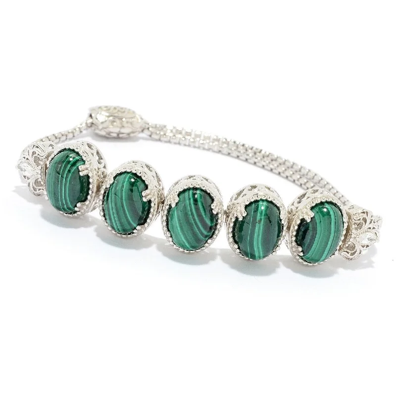 multi-strand bracelet for women -Dallas Prince Designs Sterling Silver Oval Gemstone & White Zircon Slide Bracelet