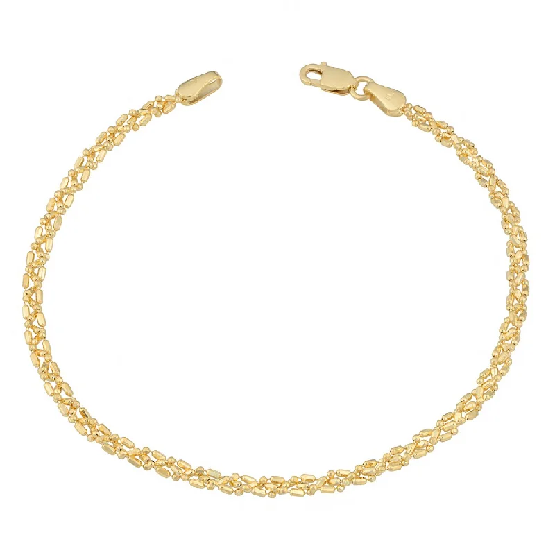 diamond accented bracelet -Fremada 10 Karat Yellow Gold 2.75-mm Braided Alternate Ball and Bar Bracelet (7.5 inch)