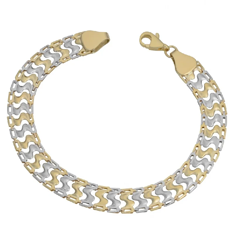 handmade braided bracelet -Fremada 10k Two-tone Gold Fancy Link Bracelet (7.5 inch)