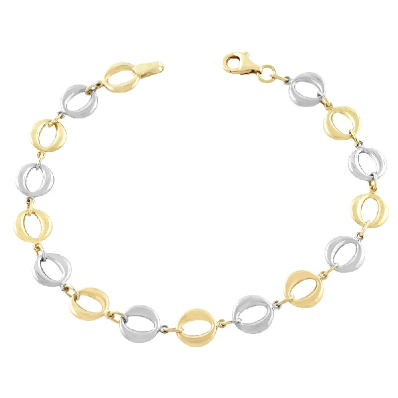 adjustable wire bracelet -Fremada 10k Two-tone Gold Puffed Circles Bracelet