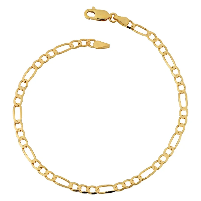 diamond chain bracelet -Fremada 10k Yellow Gold 3.3-mm High Polish Concave Figaro Link Bracelet (7 or 8 inches)