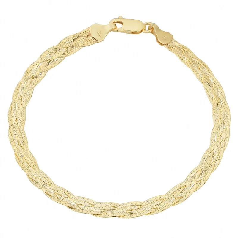 celestial charm bracelet -Fremada 10k Yellow Gold 5-strand Braided Herringbone Bracelet (7.5 inch)