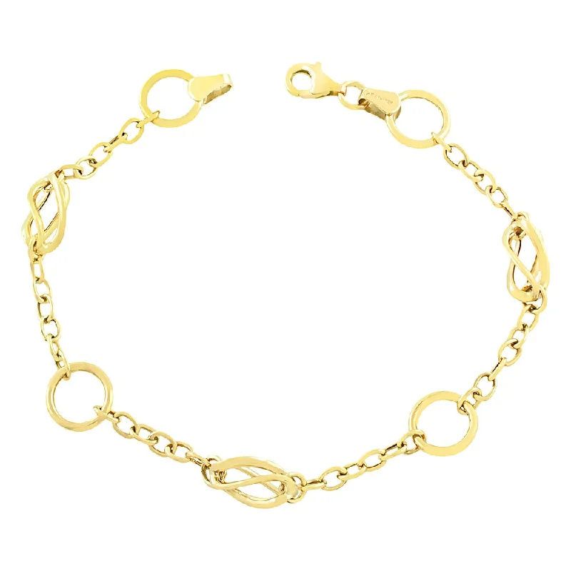 minimalist silver bracelet -Fremada 10k Yellow Gold Alternating Twist Station Bracelet (7.5-inch)