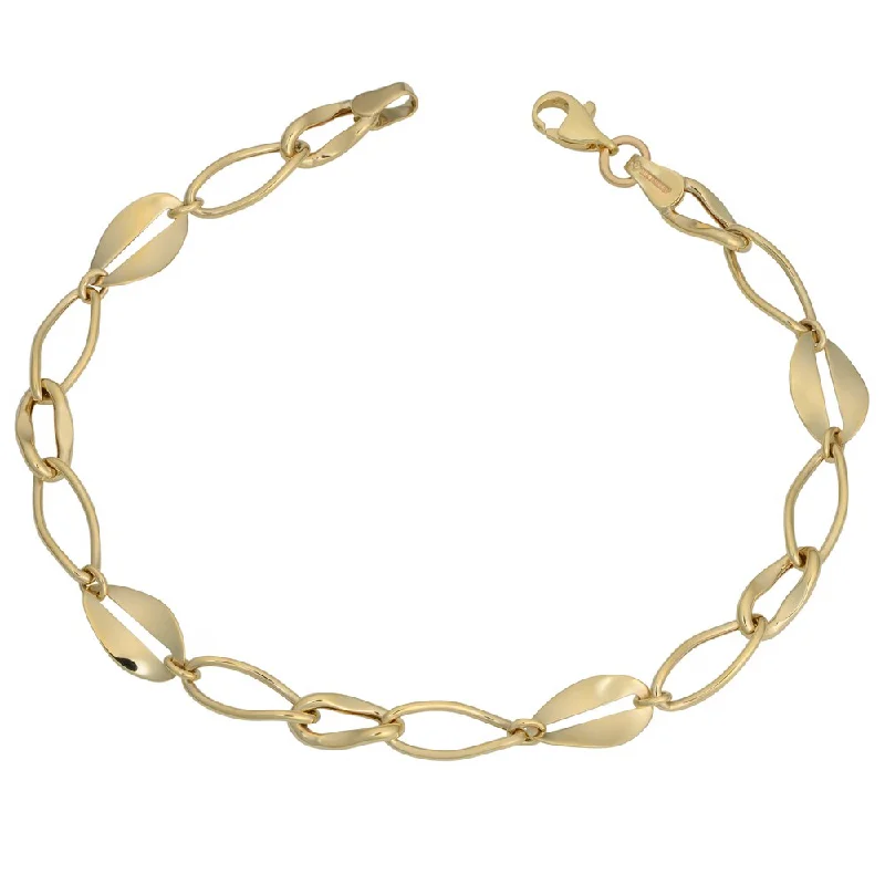 simple minimalist bracelet -Fremada 10k Yellow Gold Fancy Oval Station Bracelet (7.5 inch)