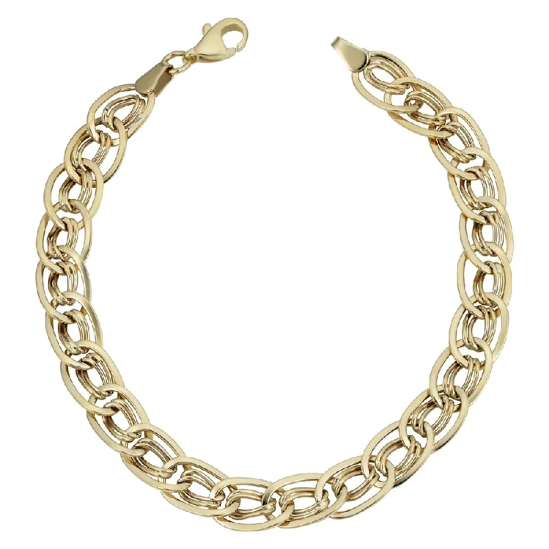 gold-plated cuff bracelet -Fremada 10k Yellow Gold Twist Oval-cut Bracelet (7.5-inch)