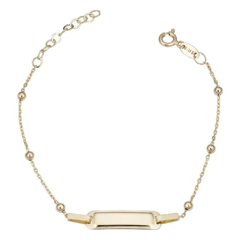 custom coordinates charm bracelet -Fremada 14k Tricolor Gold Station Bead ID Bracelet (adjusts from 5.5 to 6.5 inches)