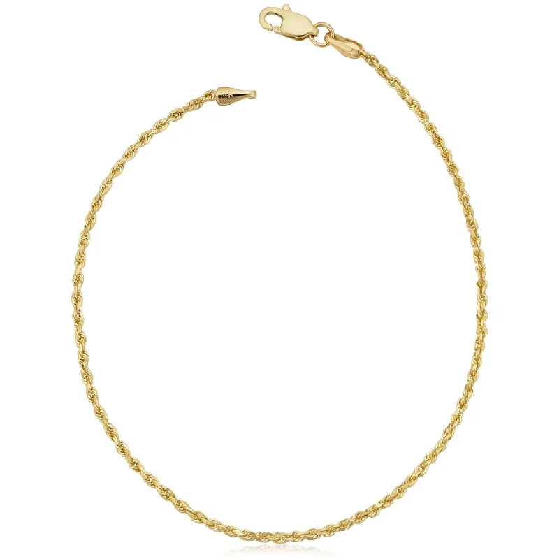 crystal healing bracelet -Fremada 14k Yellow Gold 1.5-mm Solid Rope Chain Bracelet (7.5 or 8.5 inches)