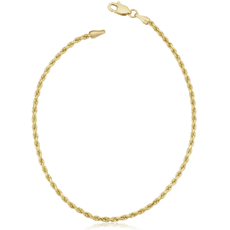 gemstone beaded bracelet -Fremada 14k Yellow Gold 1.7-mm Solid Rope Chain Bracelet (7.5 or 8.5 inches)