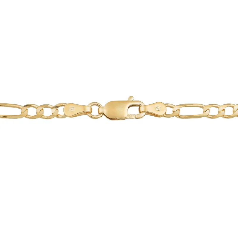 adjustable wire bracelet -Fremada 14k Yellow Gold 3.3-mm High Polish Solid Figaro Link Bracelet (7.5 or 8.5 inches)