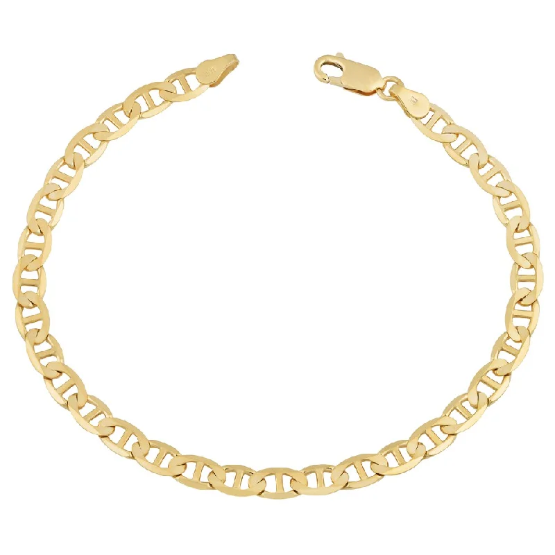 minimalist silver bracelet -Fremada 14k Yellow Gold 5-mm Solid High Polish Mariner Link Bracelet