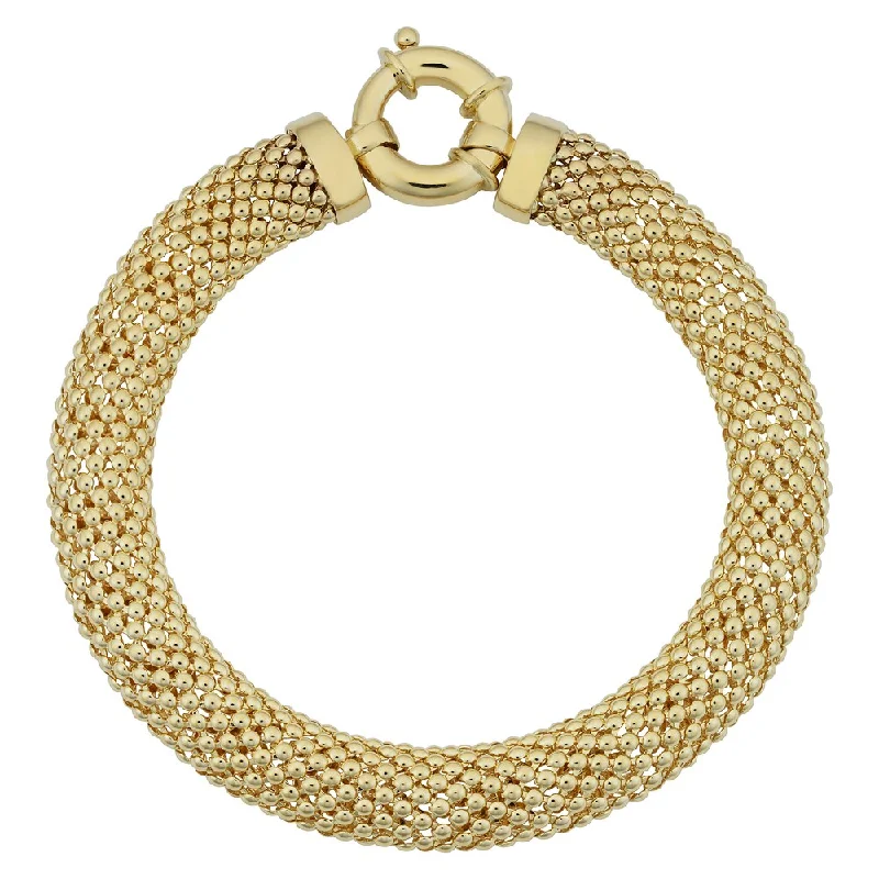 couple’s matching bracelets -Fremada 14k Yellow Gold 8.5-mm Puffed Mesh Bracelet (7.5 inches)