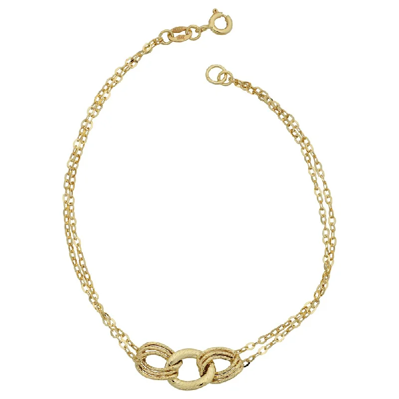 infinity loop bracelet -Fremada 14k Yellow Gold Diamond-cut Link and Double Strand Bracelet (7.5 inches)